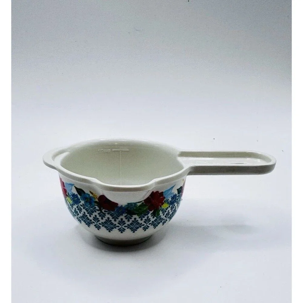Vintage Floral Plastic Measuring Cups Set of 4 Nesting 1/3 1/4 1/2  1 Cup Retro